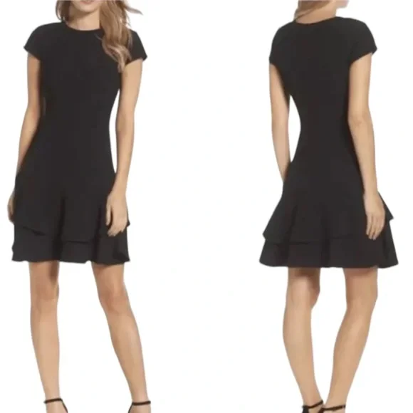 Eliza J | Dresses | Eliza J Black Crepe Tiered Ruffle Mini Dress | Poshmark
